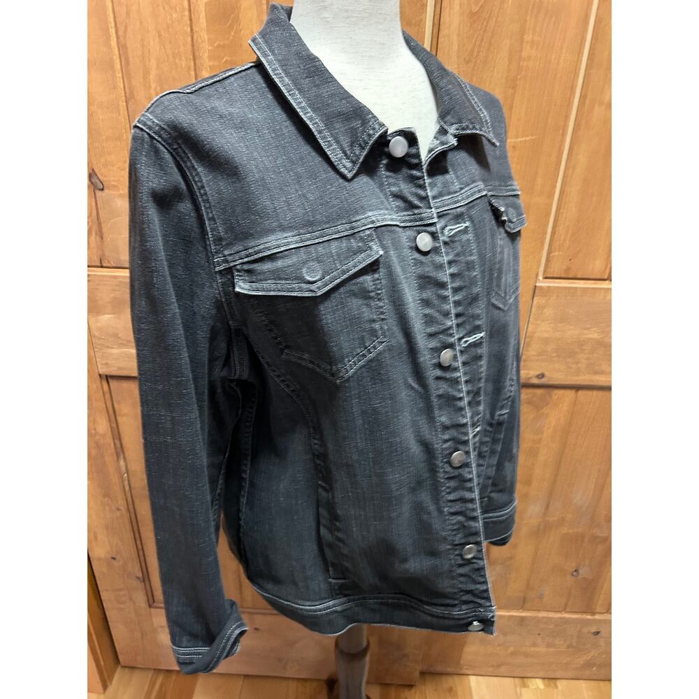 Eileen Fisher Cotton Stretch Jacket Size XL Dark Grey Elevated Basics